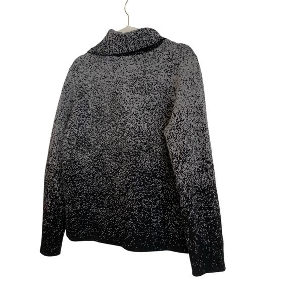 Betty Betty Black Gray Heather One Button Cowl Neck Loose Fit Sweater Sz Medium - Picture 4 of 15